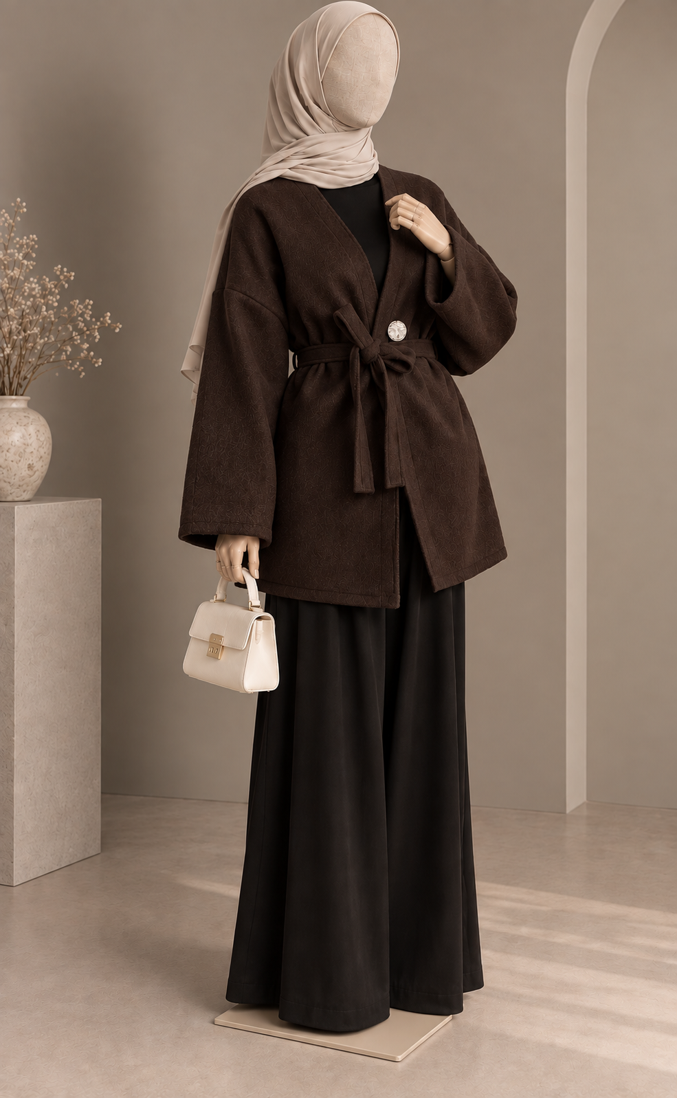 Sila Jacke mit Knopf und Bindegürtel